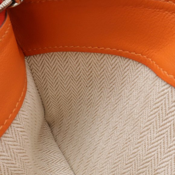 HERMES Hermes Pouch Leather Red Orange X Stamp - Picture 7 of 7